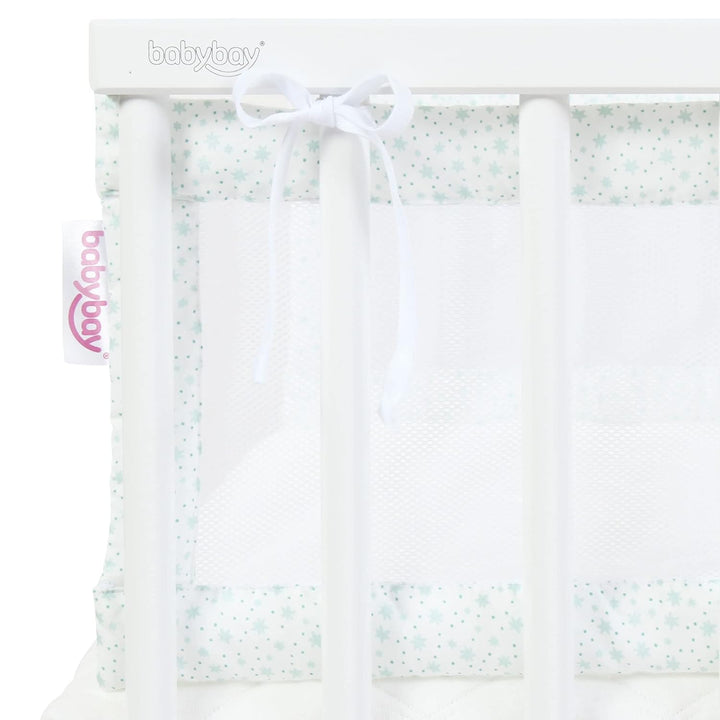 babybay Nestchen Mesh passend für Modell Boxspring XXL, weiss Glitzersterne mint