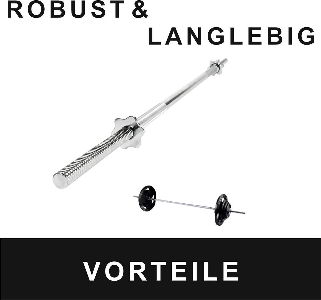 Lisaro Langhantelstange mit Sternverschlüssen 120/160/182cm-Standardnorm gerändelt und verchromt, Sc