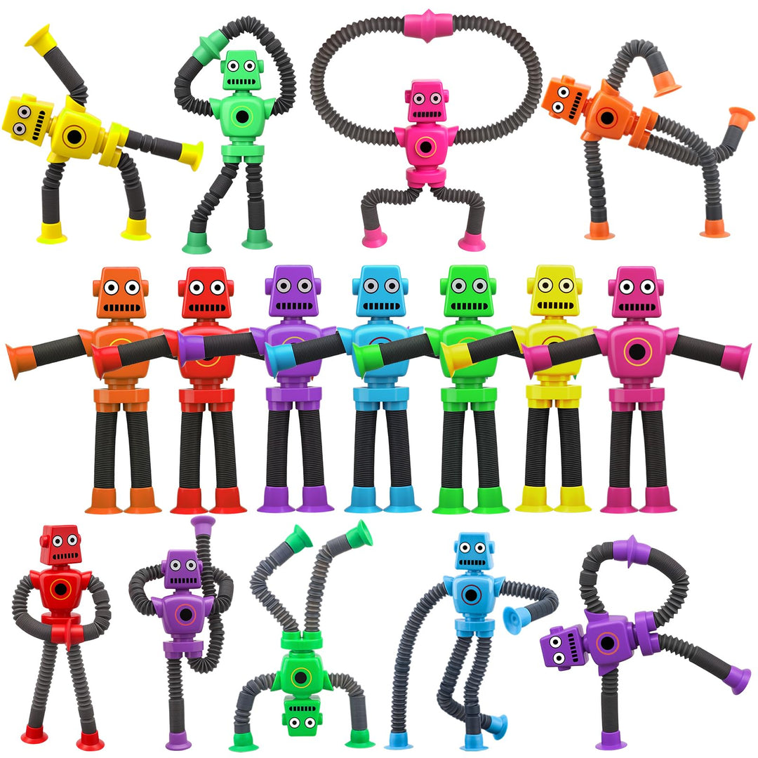 16 PCS Saugtasche Roboter Spielzeug, Form ändern Teleskopische Pop Röhre Sensorische Spielzeug, Lust