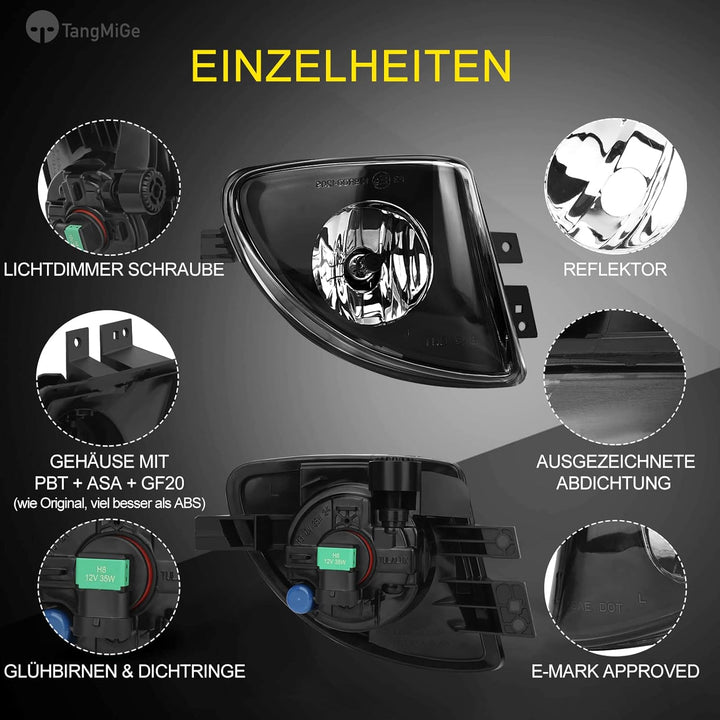 TangMiGe Nebelscheinwerfer Kompatibel mit BMW 5er F10 F11 01/2009-06/2013, für Standard Stossstange,