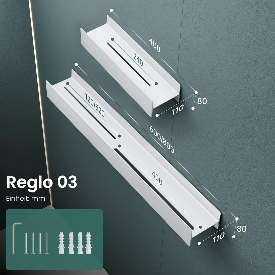 Mai & Mai Duschablage zum Bohren oder Kleben Duschregal Badablage 60cm Badezimmerablage zur Wandmont