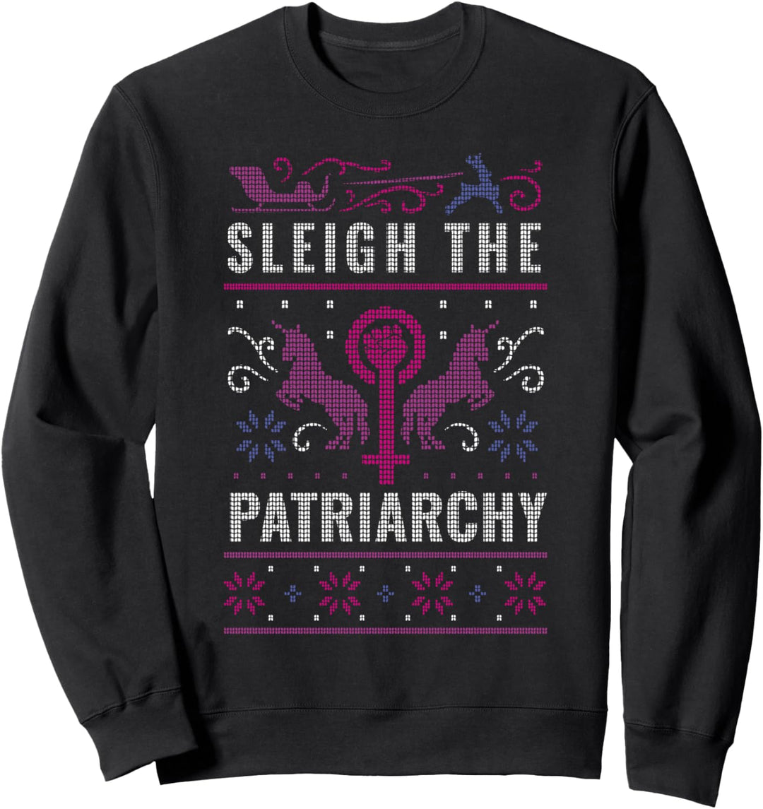 Schlitten der Patriarchat Feministische Hässliche Weihnachten Pullover Meme Sweatshirt