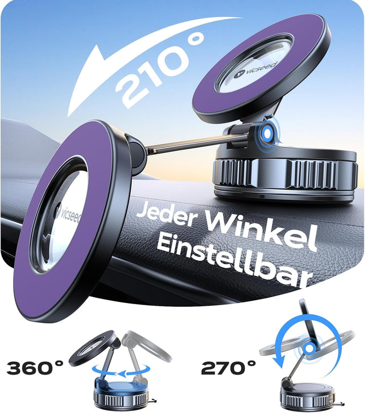VICSEED Handyhalterung Auto Magnet für Magsafe Autohalterung [20XN55 Magnets & 20KG Vakuum Saugnapf]