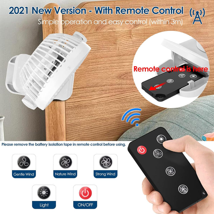 Simpeak 8000mAh Camping Ventilator Tischventilator, Mini USB Ventilator leise, Clip Fan mit Fernbedi