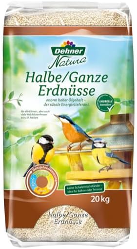 Dehner Natura Wildvogelfutter, halbe/ganze Erdnüsse, 20 kg halbe/ganze Erdnüsse 20 kg (1er Pack), ha