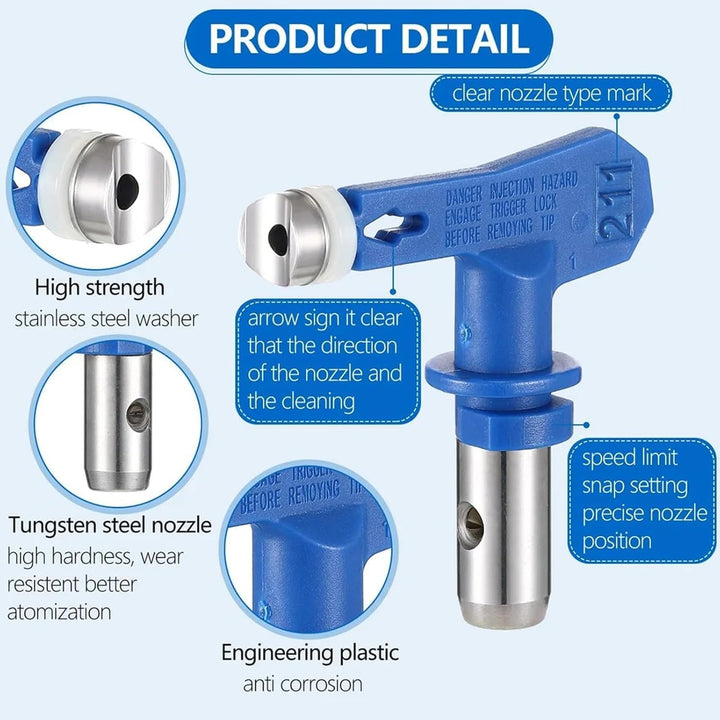 6 Stück Airless Düse mit Spitzendichtung Typ 211 315 417 515 517 523 Blau-Typ 211 315 417 515 517 52
