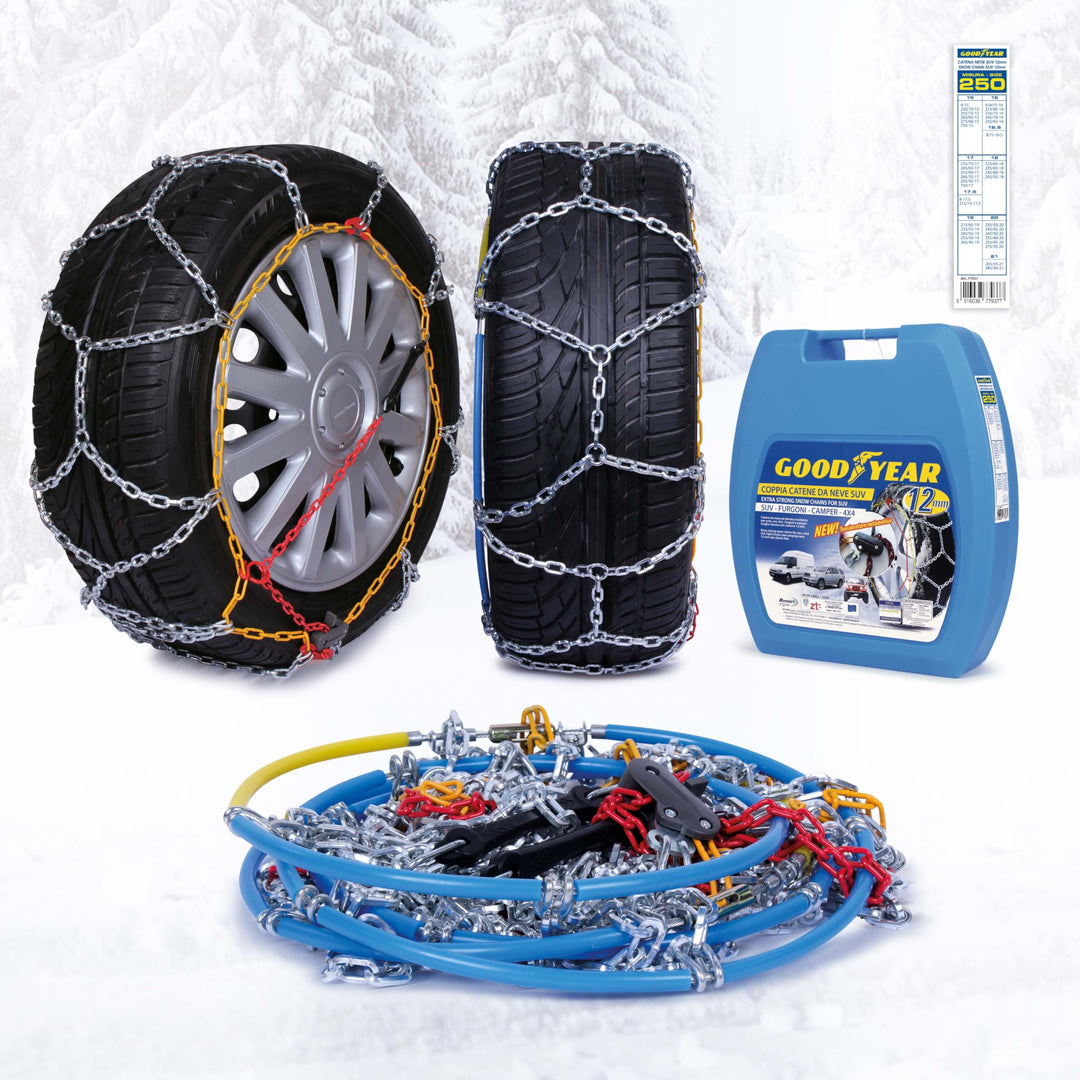 Goodyear 77937 Schneeketten 12 mm für SUV, Lieferwagen und Wohnmobil mit Selbstspannsystem, Grösse 2
