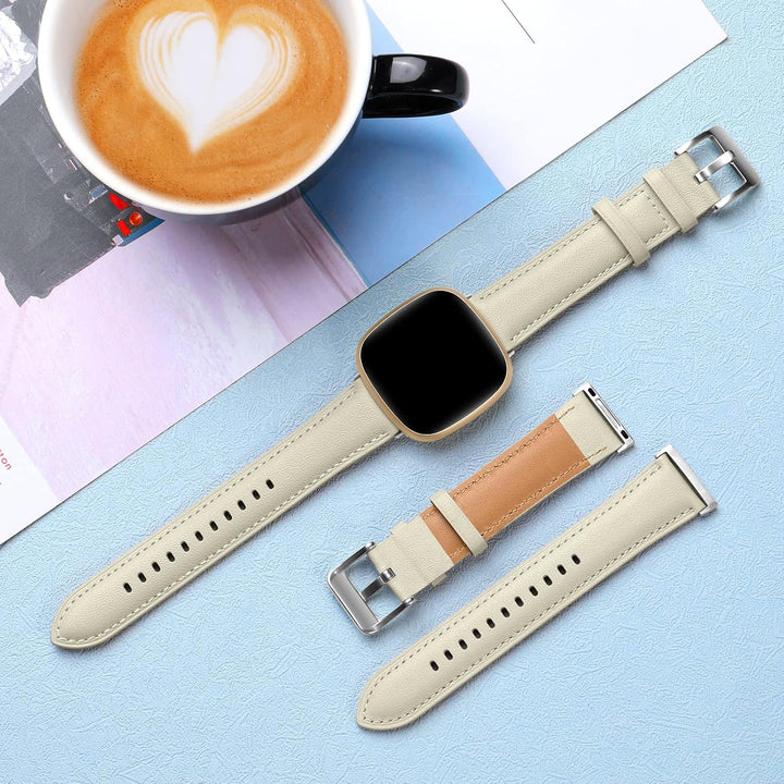 Dirrelo Echtes Leder Armband Kompatibel mit Fitbit Versa 3 Armband/Versa 4 Armband/Sense Armband/Sen