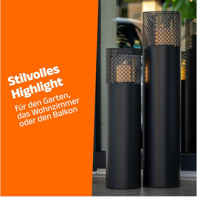 BENTSON Windlichtsäule Anthrazit I 2er Set I Deko-Säule für Garten im Industrial Design I Windlicht