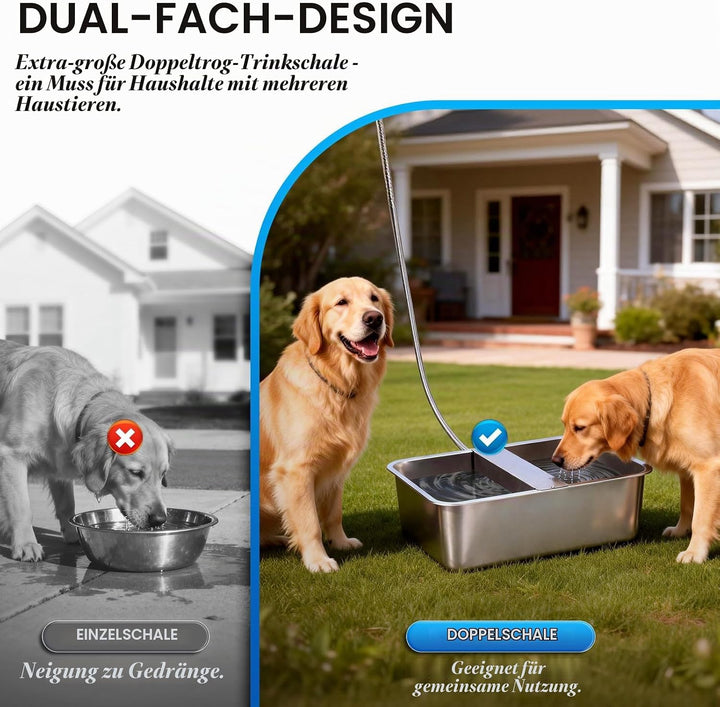 Hundebecken Automatischer Hundewasserspender,25 Liter Hundewasser im Freien Edelstahl-Wassernapf für