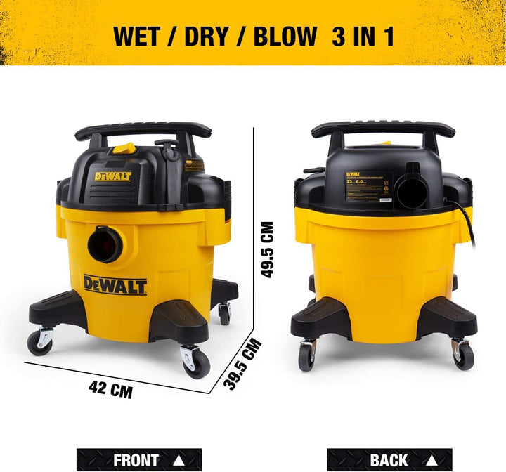 DEWALT EUDXV23P, 23L Nass-/Trockensauger, Poly, Gelb, 1150 W, 23 liters