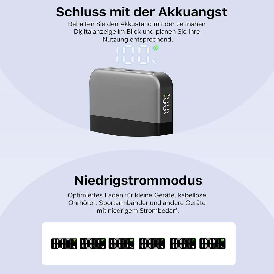 NOBIS Power Bank 35W 10000 mAh Powerbank – Schnellladung mit 2 USB-C EIN- & Ausgängen, 1 USB-A Ansch