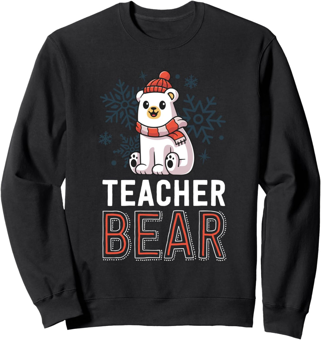 Teacher Bear School Christmas Shirt Polar Bear Holiday Xmas Sweatshirt