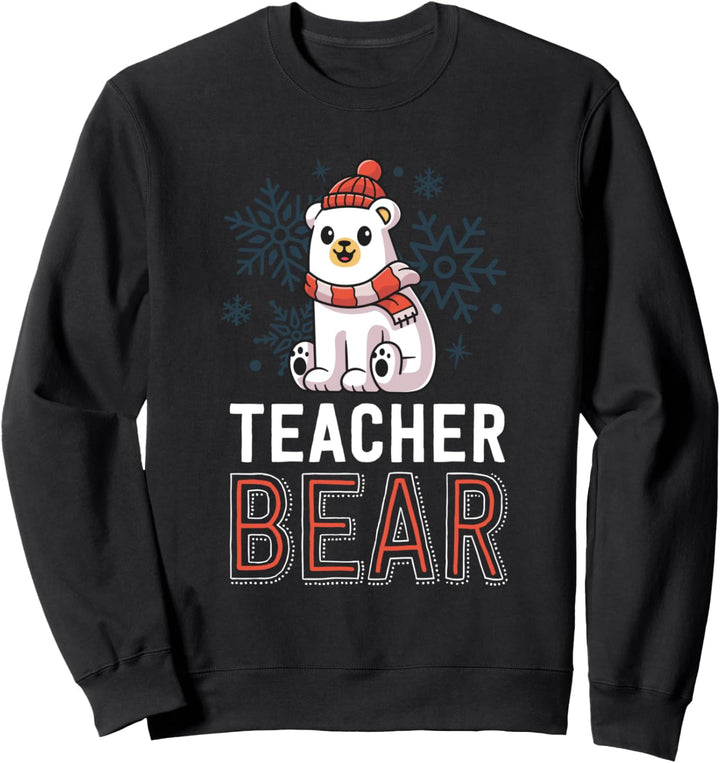 Teacher Bear School Christmas Shirt Polar Bear Holiday Xmas Sweatshirt