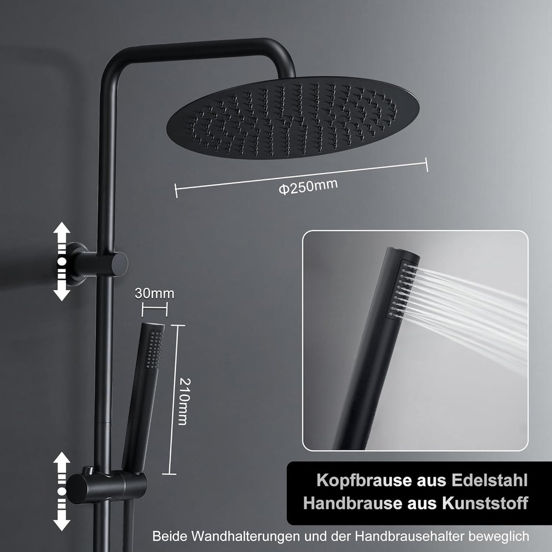 Görbach Regendusche Duschsystem mit Ablage,Wassersparend,Edelstahl Duschset ohne Armatur mit XL Kopf