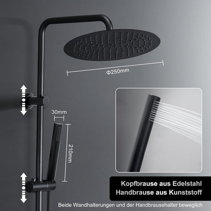 Görbach Regendusche Duschsystem mit Ablage,Wassersparend,Edelstahl Duschset ohne Armatur mit XL Kopf