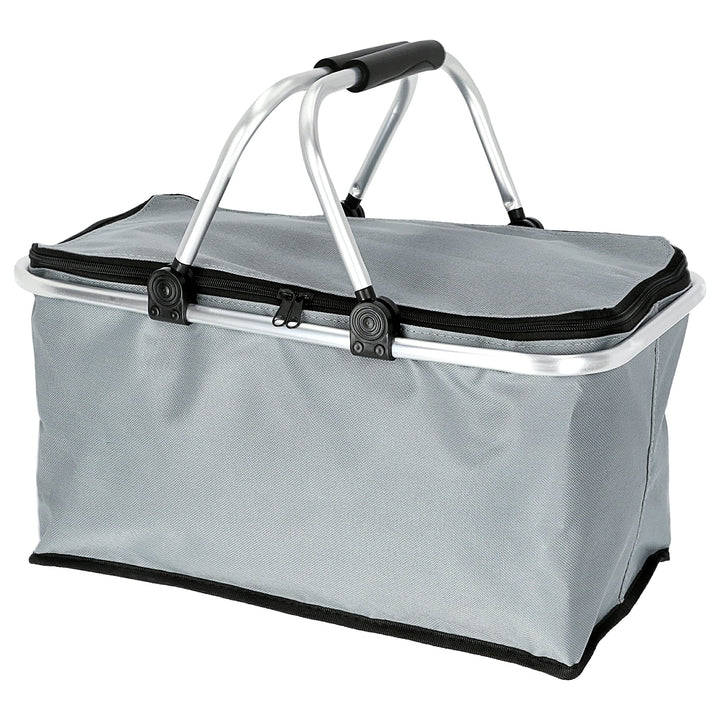 Cepewa Einkaufskorb faltbar Einkaufstasche 30 L Faltkorb Picknickkorb (grau ohne Thermofunktion), Gr