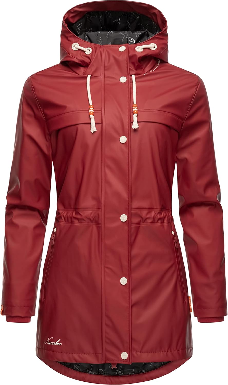 Navahoo Damen Übergangsjacke Regenmantel wasserdicht lang warm gefüttert mit Kapuze Rainy Forest XS-