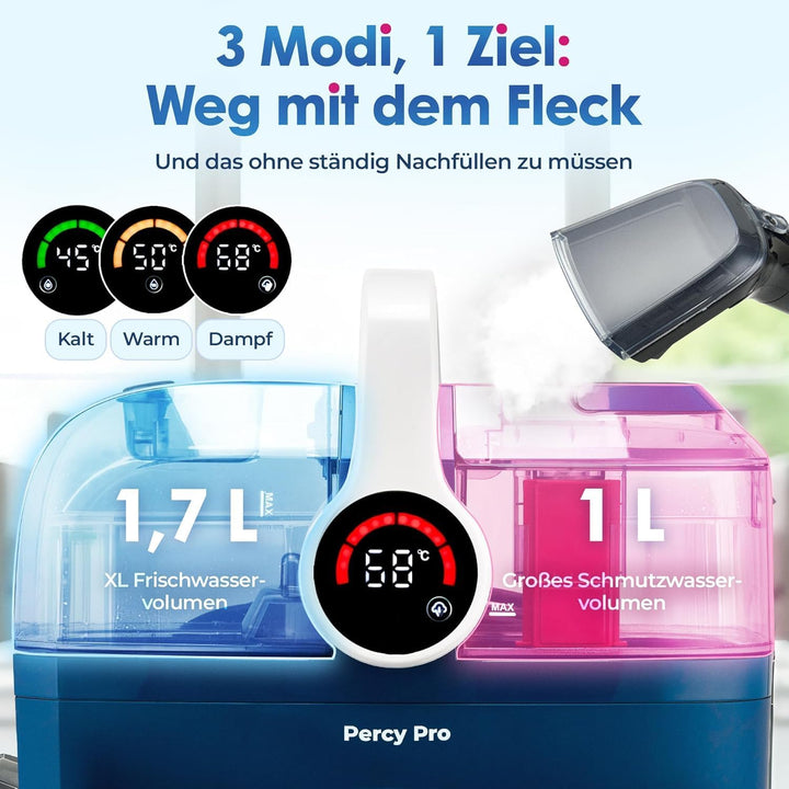 Primavella Waschsauger mit Dampffunktion - Polsterreiniger Gerät PRO – 1800W Nasssauger mit 13kPa Sa