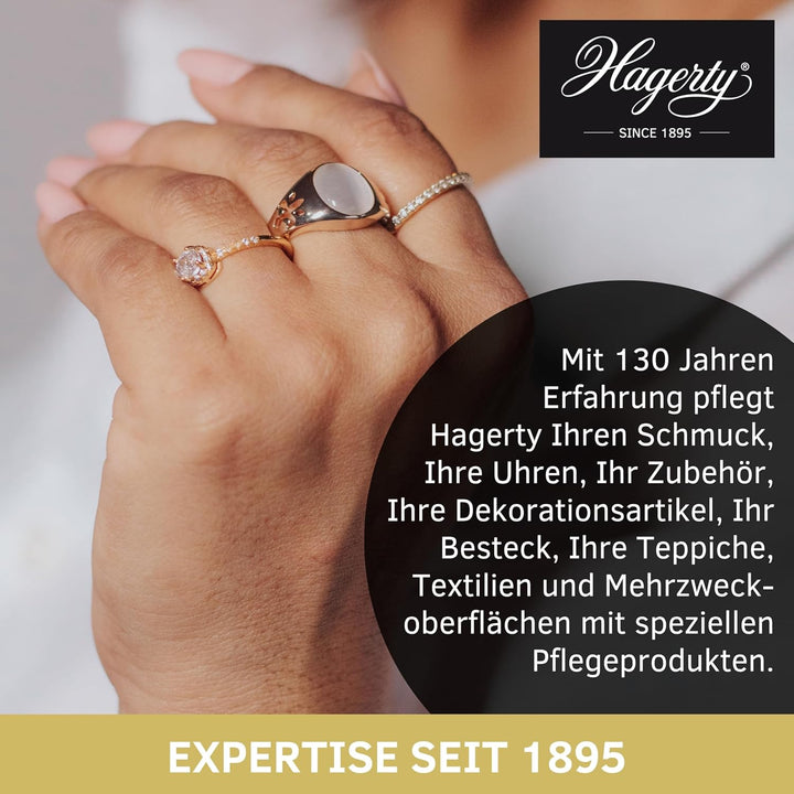 Hagerty Set Jewel Clean Schmucktauchbad + Jewel Cloth Schmuck Reinigungstuch für Edelsteine Gold Pla