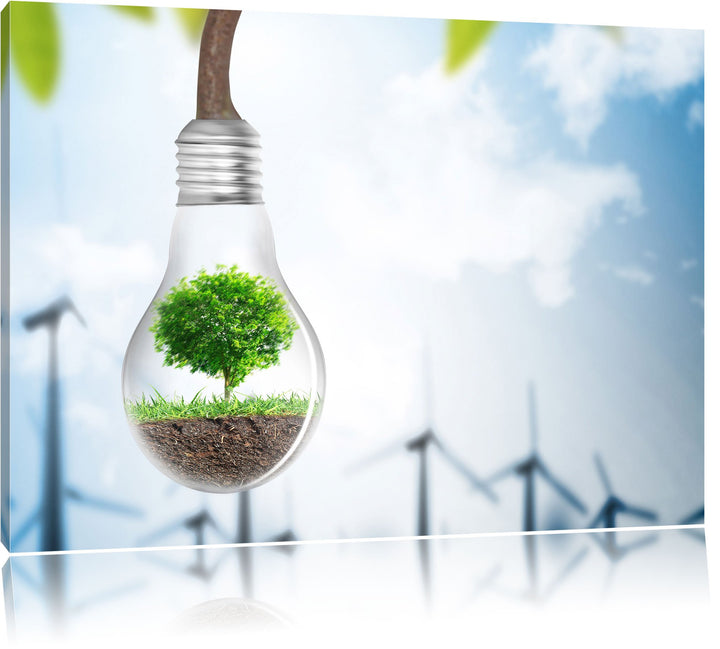 Pixxprint Light Bulb Energy Concept als Leinwandbild/Grösse: 100x70 cm/Wandbild/Kunstdruck/fertig be