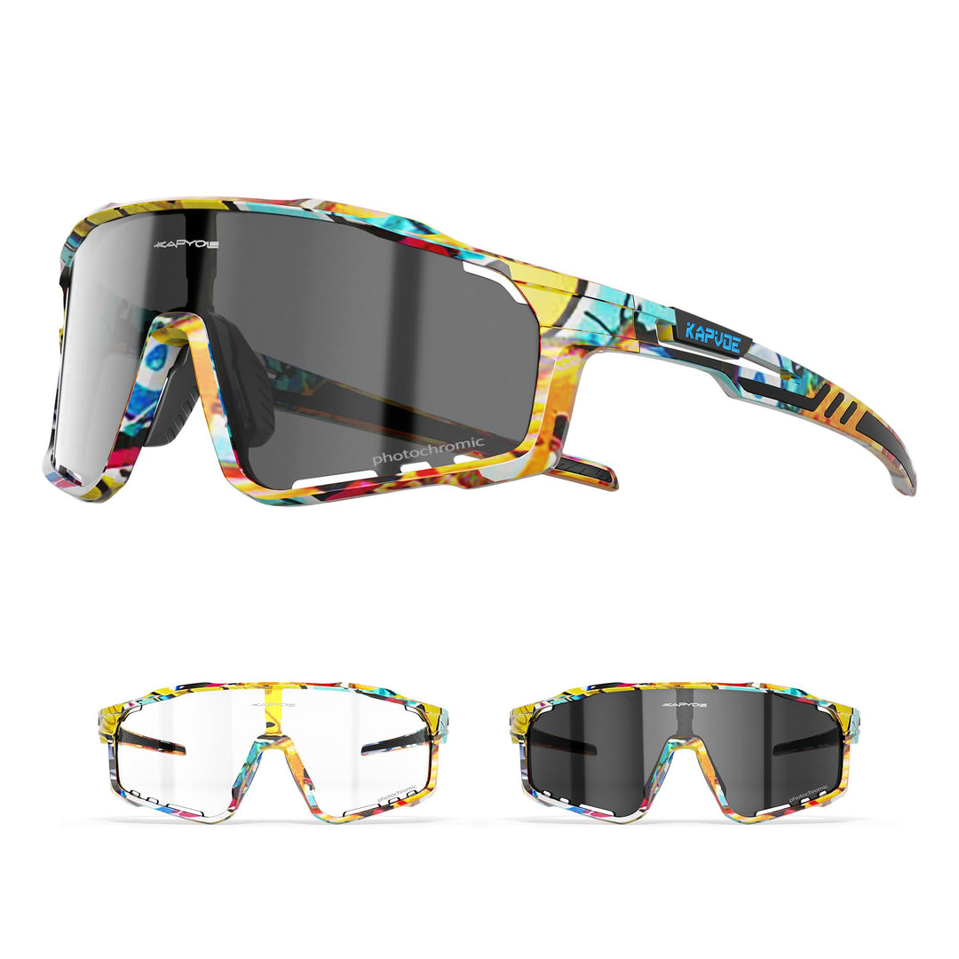 KAPVOE Photochromatische Fahrradbrille MTB Brille Selbsttönend Klar Radbrille Rennrad Sportbrille So