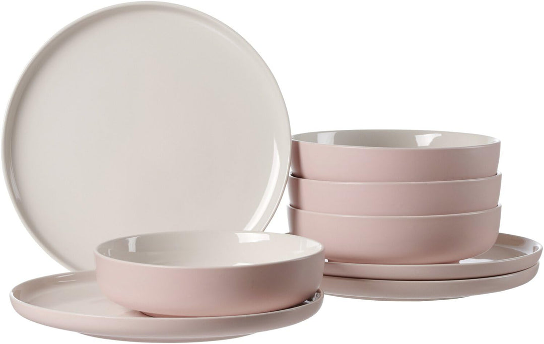 Ritzenhoff & Breker Tafelservice Jasper, 8-teilig, Rosa, Steinzeug, Speiseteller und Suppenschalen f