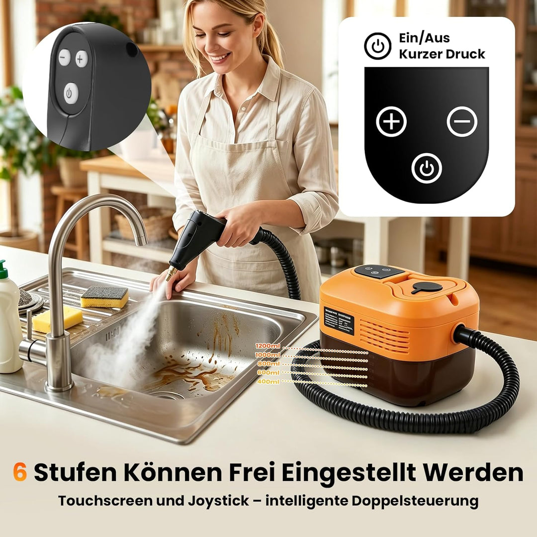 4.5 Bar Dampfreiniger Handgerät, 2500W Handdampfreiniger für das Haus Mehrzweck, 6 Einstellbare Gesc