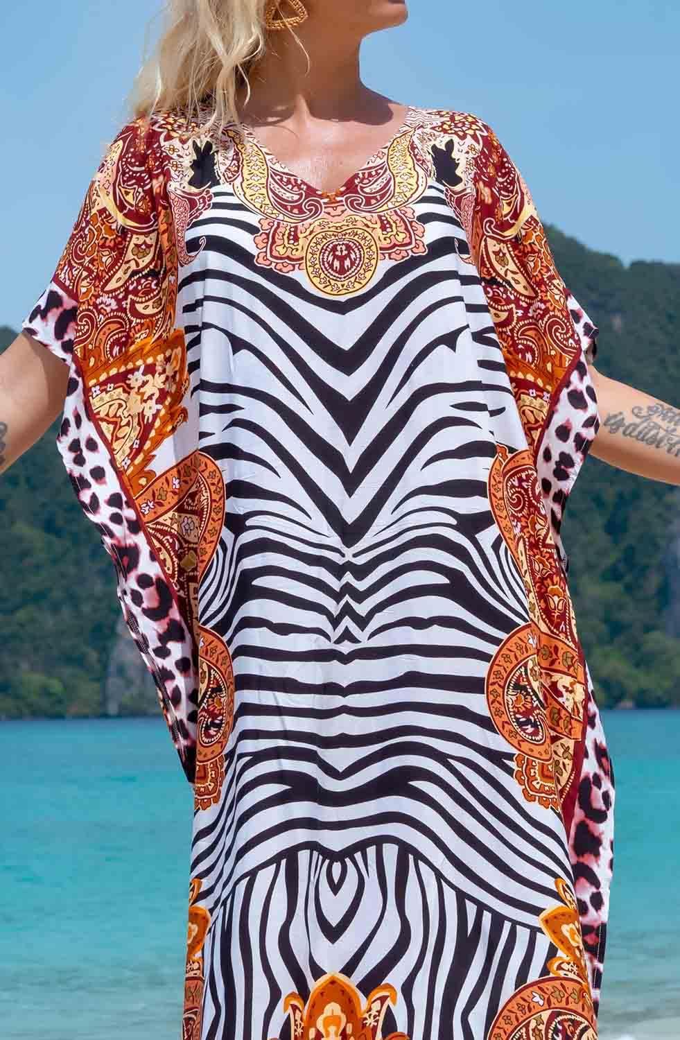 Orshoy Damen Strandkleid Bikini Cover Up V Ausschnitt Kleid Freizeitkleid Sommerkleid Sommer Lang Ma