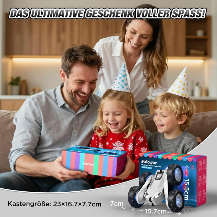 Direktladung Ferngesteuertes Auto ab 3-12 Jahre,2.4GHz Monstertruck mit Buntes LED-Licht,360°Drehung