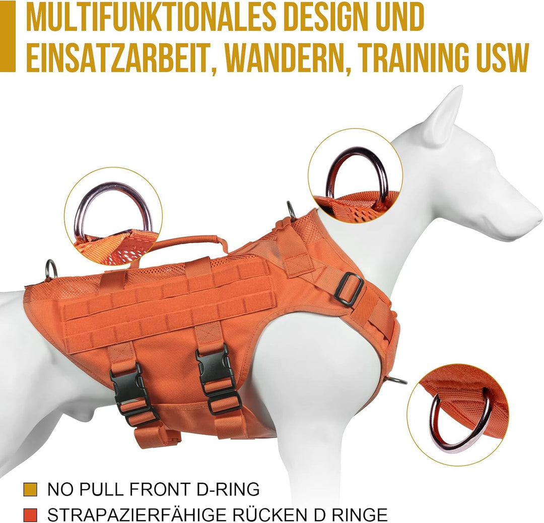 OneTigris Hundegeschirr Kleine Hunde, AIRE MESH Taktisches Anti Zug Geschirr mit 2 Griff Verstellbar