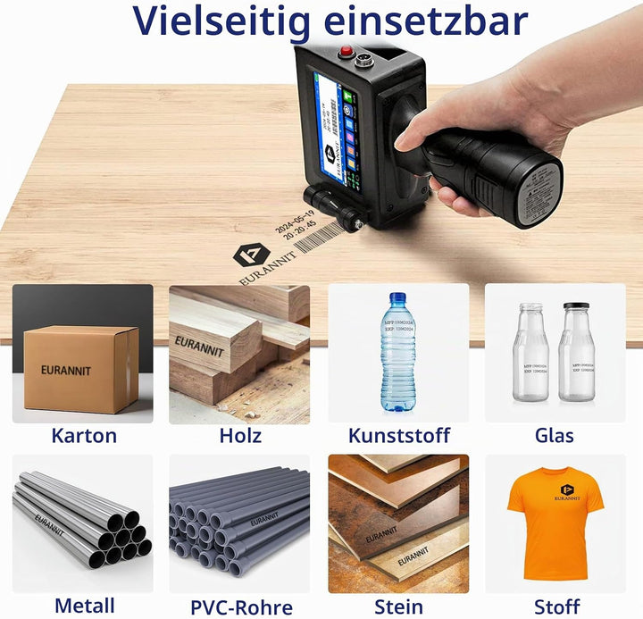 Tragbarer Handdrucker E15-1,25.4mm Hand Tintenstrahldrucker mit 1" ER521 Schnell Trocknende Tinte fü