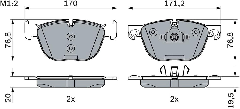 Bosch BP1109 Bremsbeläge - Vorderachse - ECE-R90 Zertifizierung - vier Bremsbeläge pro Set