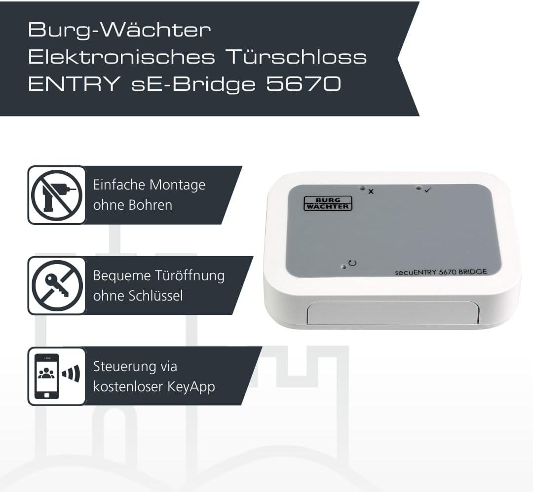 BURG-WÄCHTER secuENTRY Bridge 5670, Türöffnung und -schliessung aus der Ferne via KeyApp, WLAN, Blue