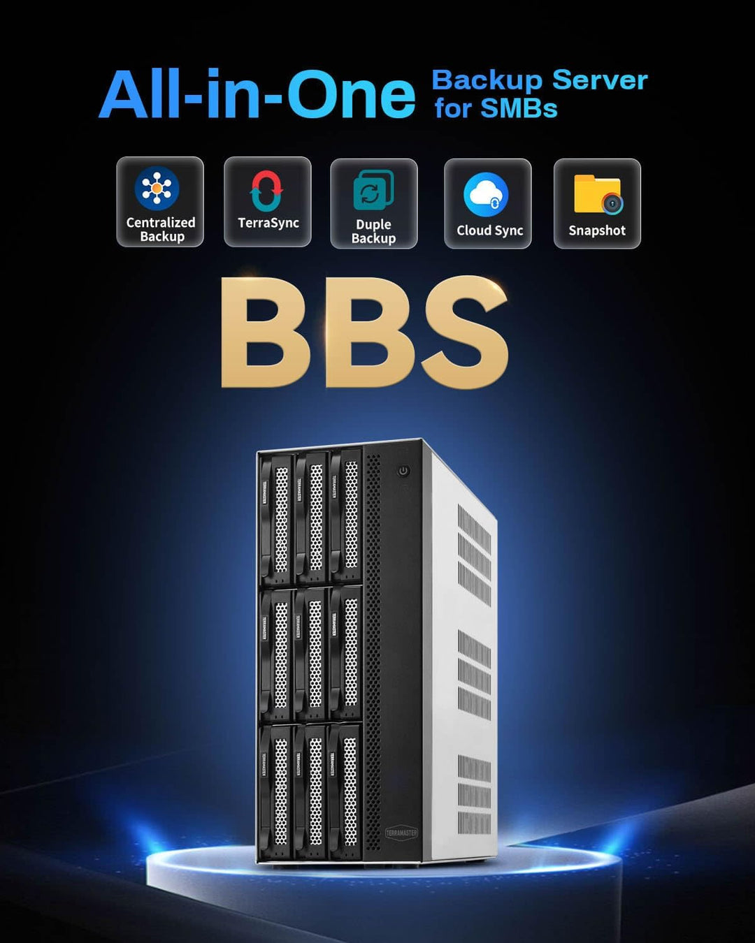 TERRAMASTER T9-500 Pro NAS Speicher - 9Bay Core i7 1255U 10 Kerne 12 Threads CPU, 16GB DDR5, 10GbE X