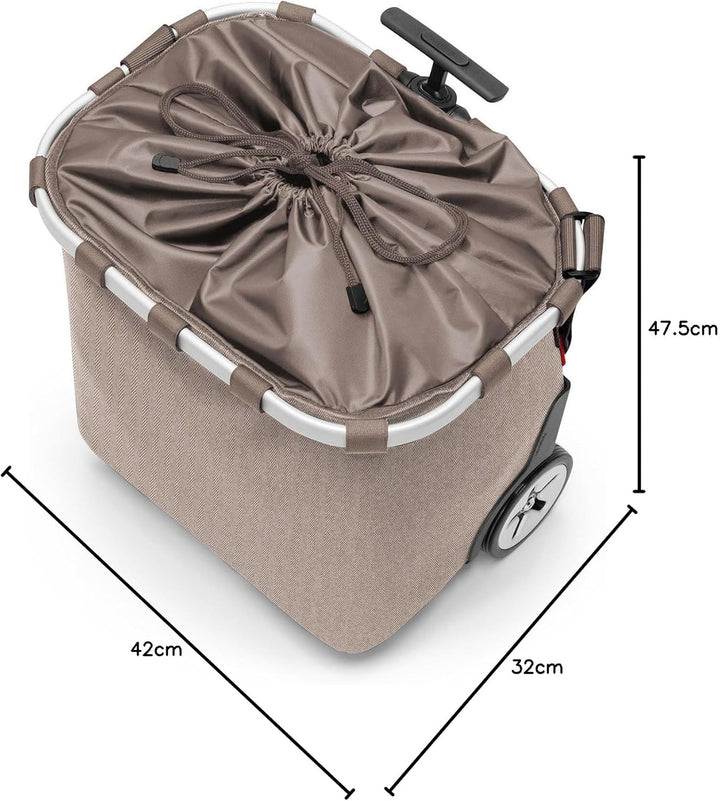 reisenthel carrycruiser Herringbone Mokka – Tragbarer Einkaufstrolley mit stabilem Aluminiumrahmen,