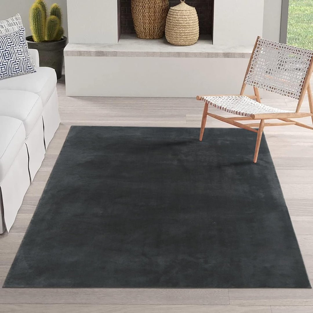 TESSO LIVING Relax Flauschiger Teppich - Superweich - Modern Einfarbig - rutschfest - Waschbar bis 3