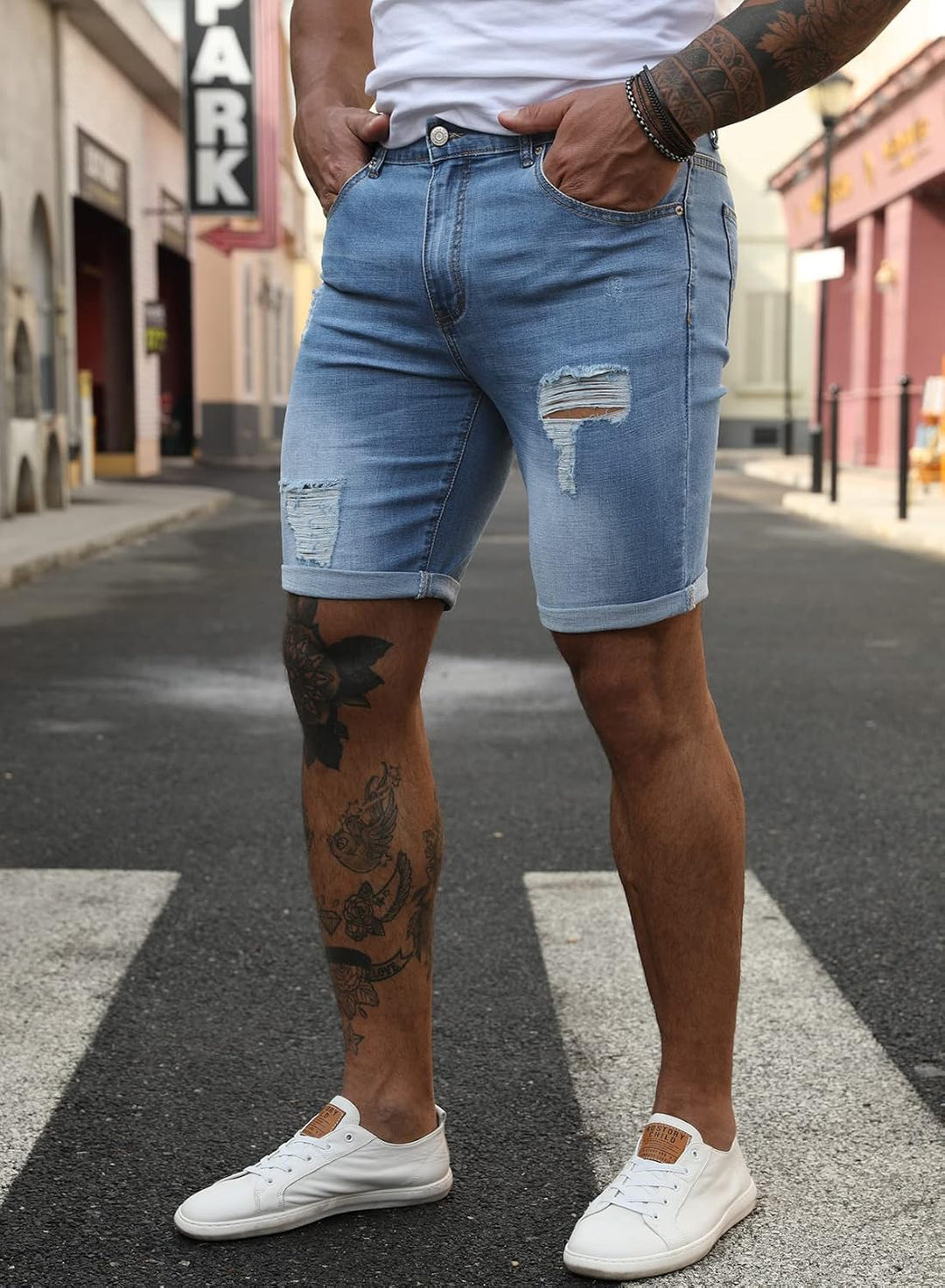 Meilicloth Jeans Shorts Kurze Herren Shorts Sommer Denim Western Casual, B Himmelblau XXS