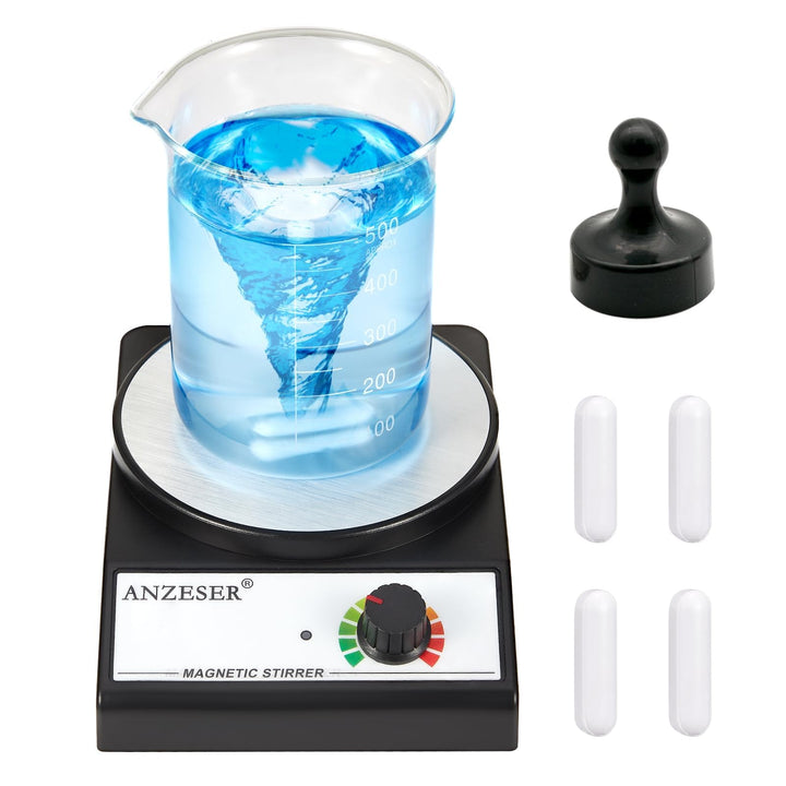 ANZESER Magnetrührer mit Magnetrührstäbe, Drehzahlbereich 0~3500 UpM, Rührmenge, Magnetrührplatte mi
