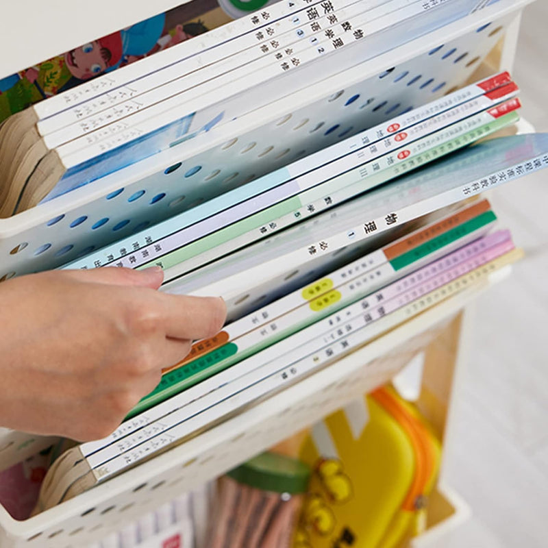 WINARA Abnehmbarer Mobiler Bücherregalwagen mit 5 Ebenen und Rollen, Bücherwagen mit 3 Flachen Regal