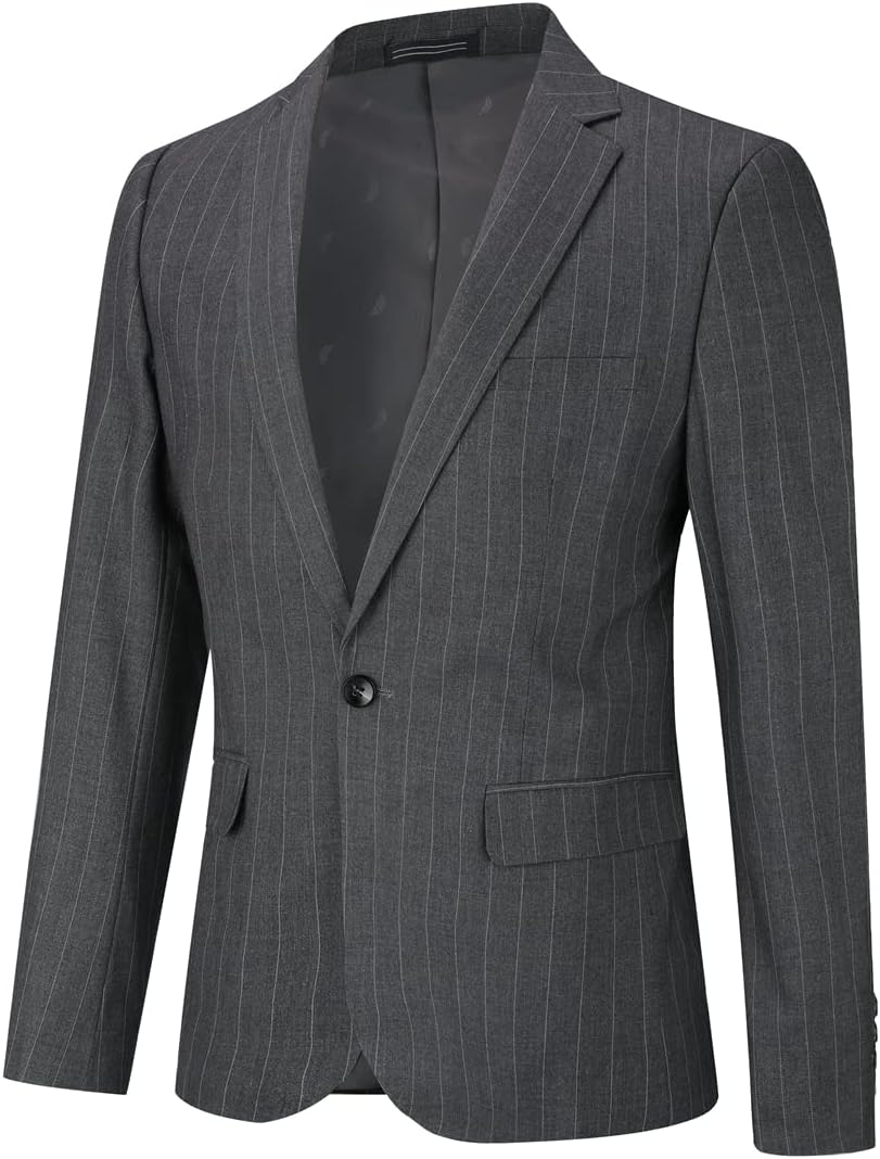 YOUTHUP Herren 2 Teilig Anzug Regular Fit Vertikale Streifen Anzüge Formale Herrenanzug für Hochzeit