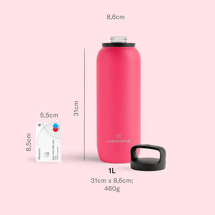 waterdrop® All Purpose Thermosflasche 1L. isolierte Edelstahl Trinkflasche. 24h kalt - 6h/12h heiss.