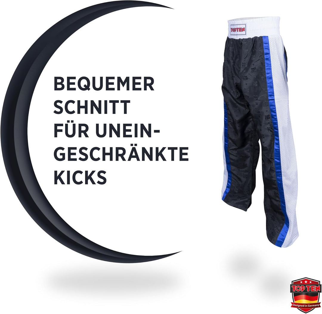 TopTen Mesh Kickboxing Pants Black/White Schwarz - Weiss 130, Schwarz - Weiss 130