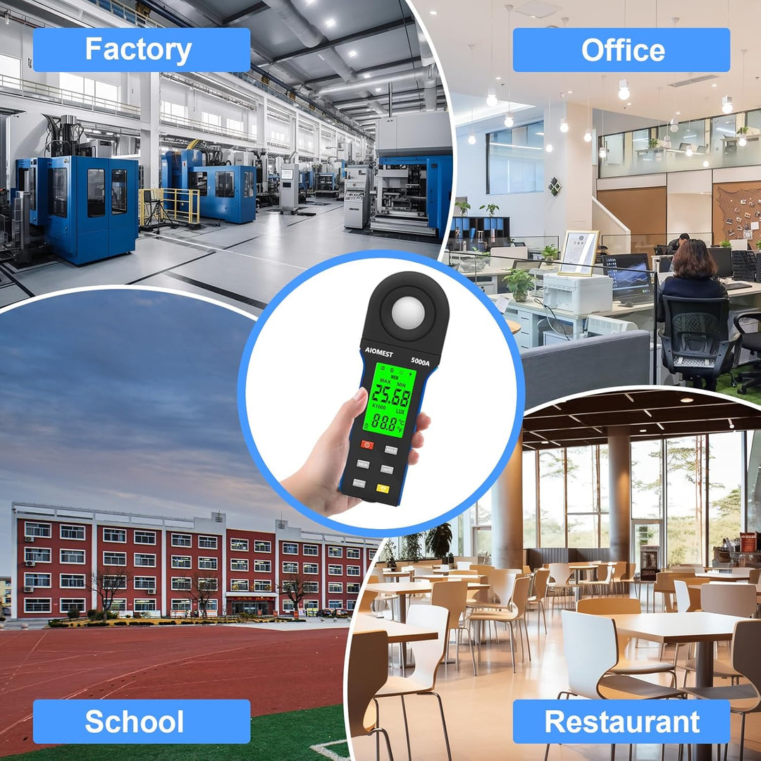 AIOMEST Digital Luxmeter, AI-5000A Tragbares Photometer Belichtungsmessgerät für Fotografie, Lichtme