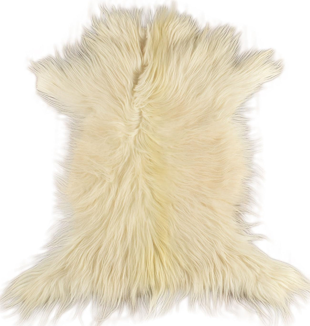 ZIEGENFELL Creme Weiss Champagner LANGHAAR CA. 70 x 50 cm DEKO Fell VON KUHFELLE ONLINE
