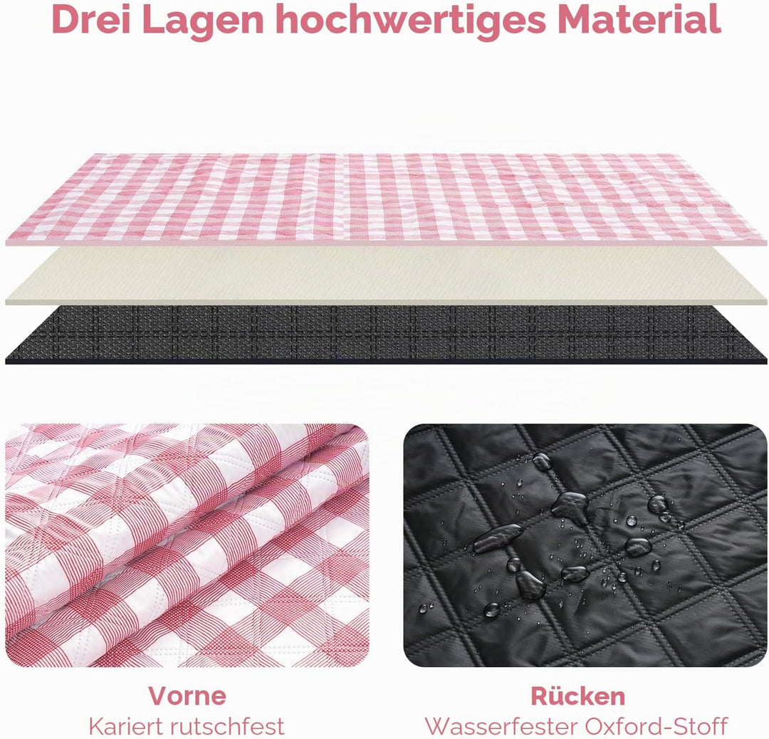 Oak &amp; Tea Picknickdecke Wasserdicht 200x200 cm XXL Sandfrei Isoliert Maschinenwaschbar Stranddecke C