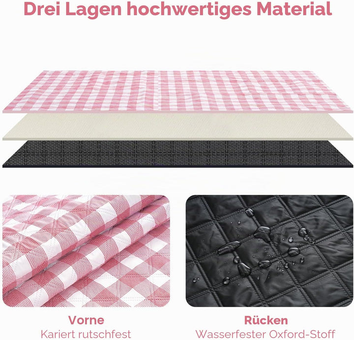 Oak &amp; Tea Picknickdecke Wasserdicht 200x200 cm XXL Sandfrei Isoliert Maschinenwaschbar Stranddecke C