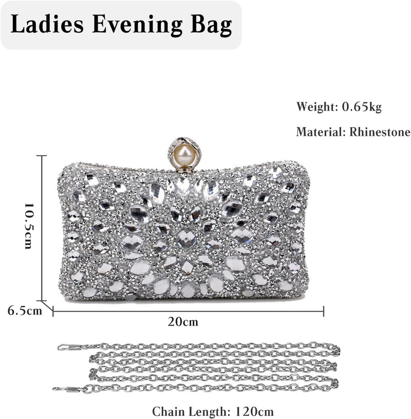 CORIOS Strass Clutch für Damen Shiny Abendtasche Diamant Clutch Tasche Kette Schultertasche Elegante