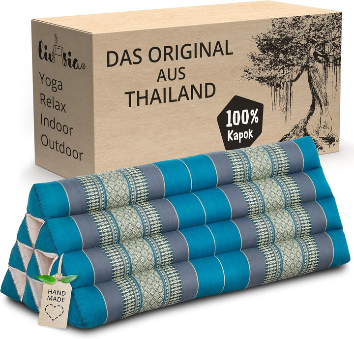 livasia Rückenstützkissen breit für Paare, Dreieckskissen für Garten und Balkon, Keilkissen mit Kapo