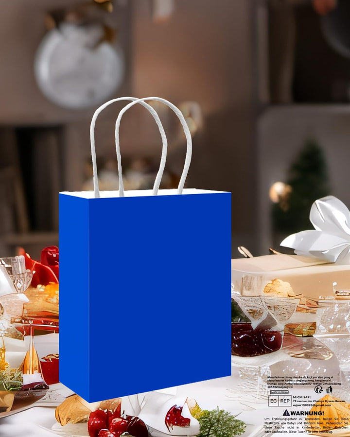 Gcardist 50 Stück Diamantblau Mittlere-Geschenktüten aus Papier mit Henkeln–10.6"×8.3"×4.3"-Tüten Pa